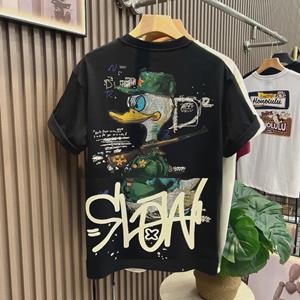 VantaGoods Trendy Cartoon Print T-shirt met korte mouwen voor heren - Zomermode Casual Ronde hals 3XL