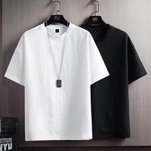 VantaGoods Heren zomer linnen T-shirt met korte mouwen | Effen kleur, losse pasvorm 3XL