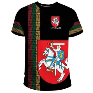 Huiteng Litouwen Vlag 3D Print T-shirt Heren Litouws Nationaal Embleem Patroon Korte Mouw Trainingspakken Buitenkleding Straat T-shirts Herenkleding S