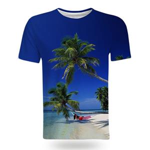 Huiteng Mode Kust natuurlijke landschap grafische t-shirts Zomer stijl 3D Print Mannen t-shirt Casual Interessante korte mouwen t-shirts Tops S