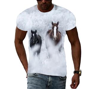 Huiteng Zomer Mode Grafische Dier Paard T-shirts Voor Mannen Casual 3D Print Tee Hip Hop Harajuku Persoonlijkheid Ronde Hals Korte mouw S