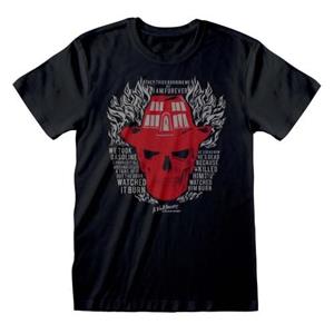 Nightmare On Elm Street Nachtmerrie op Elm Street Unisex volwassen schedel vlammen T-shirt M zwart