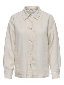 Jacqueline de Yong maya l/s linen shacket pnt dia 15339033 oatmeal