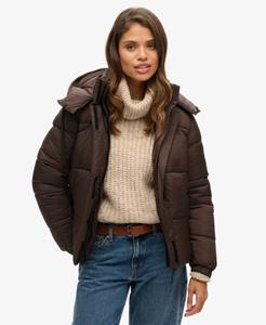 Superdry Vrouwen Pufferjas van Ripstopmateriaal met Capuchon Bruin