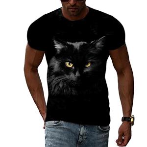 Huiteng Zomer Mode Kat Foto T-shirts Voor Mannen Casual 3D Print Tees Hip Hop Persoonlijkheid Ronde Hals Korte Mouw Tops S