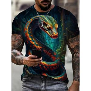 Huiteng Mode 3D Snake Bedrukte T-shirt Voor Mannen Grappig Dier Patroon Oversized T-shirt Zomer Hip Hop Trend Kleding Casual O-hals tops S