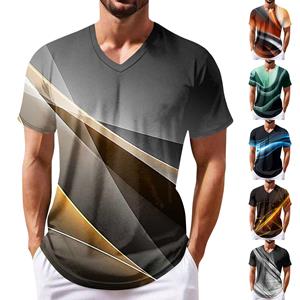 Jiangnan A Zomer Heren Populair T-shirt Bedrukt V-hals T-shirt met Korte Mouwen XXL