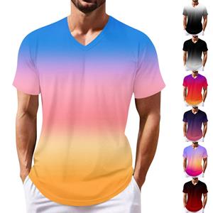 Jiangnan A Zomer Heren Populair T-shirt Bedrukt V-hals T-shirt met Korte Mouwen L