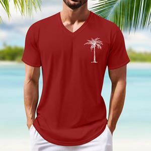 Jiangnan A Zomer Heren Populair T-shirt Bedrukt V-hals T-shirt met Korte Mouwen XXL