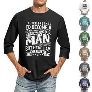 Jiangnan A Heren Ronde Hals Driekwart Mouw Top Casual Mode T-shirt XXL