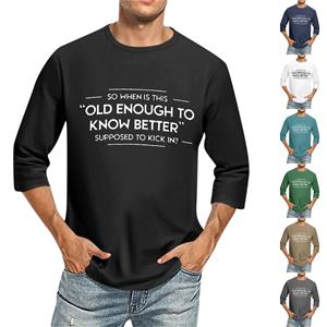 Jiangnan A Heren Ronde Hals Driekwart Mouw Top Casual Mode T-shirt M