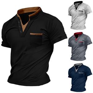 Jiangnan A Heren effen kleur nieuw V-hals heren casual T-shirt top M