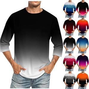 Jiangnan A Heren Ronde Hals Driekwart Mouw Top Casual Mode T-shirt L