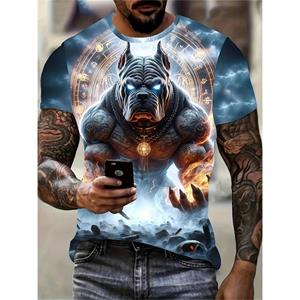 ETST 005 Grappig heren T-shirt 3D-geprinte kip T-shirt Dierlijke hond patroon Korte mouwen T-shirts Oversized Streetwear Zomer Casual Heren Tops S