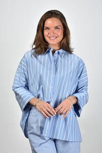 Max Mara Weekend  gestreepte blouse Hudson blauw