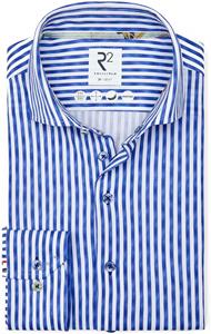 R2 Amsterdam R2 Japanese Knitted Overhemd Streep Blauw