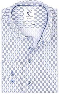R2 Amsterdam R2 Poplin Overhemd Print Blauw