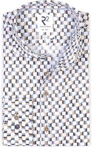 R2 Amsterdam R2 Poplin Overhemd Extra Lange Mouwen Print Multicolor
