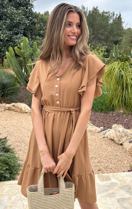 The Musthaves Portofino Jurk V-Hals Camel