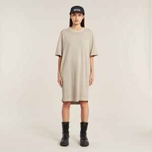 G-Star RAW Overdyed Saddle Sleeve Loose T-Shirt Jurk - Beige - Dames