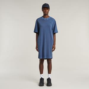 G-Star RAW Overdyed Saddle Sleeve Loose T-Shirt Jurk - Midden blauw - Dames
