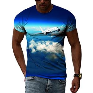 Huiteng Mode Nieuwe 3D Gedrukt Vliegtuig grafische t-shirts Voor Mannen Zomer Trend Casual Fun Ronde Hals Korte Mouw streetwear Tees Tops S