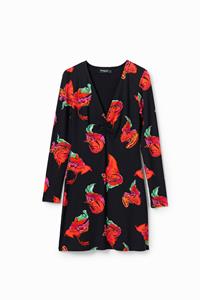 Desigual Geribde mini-jurk bloemen - BLACK