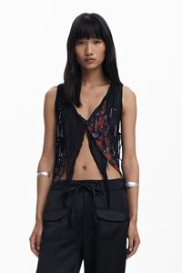 Desigual Asymmetrische chiffon blouse - BLACK