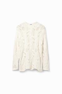 Desigual Opengewerkte oversized trui - WHITE