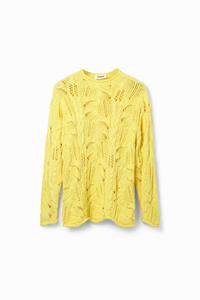 Desigual Opengewerkte oversized trui - YELLOW