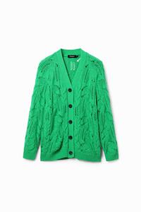 Desigual Oversized opengewerkt vest - GREEN