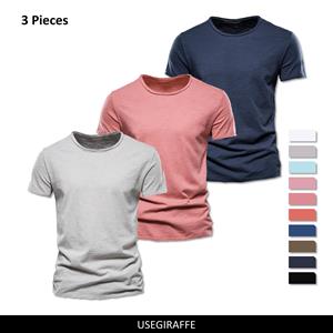 AIOPESON Men Fashion 3 stks/set Zomer 100% Katoen O-hals T-shirt Mannen Soild 10 Kleuren Heren T-shirts Casual Korte Mouw Mannelijke Basic Tops tees S