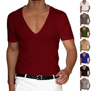 Ren Fashion Heren T-shirt Heren V-hals effen kleur groot formaat casual T-shirt met korte mouwen L legergroene kleur