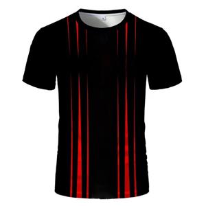 Huiteng Zwart Rood Persoonlijkheid Gestreepte Heren T-shirts Hip Hop Trend Grappige Streetwear 3D Geprint O-hals Korte Mouw T-shirts S