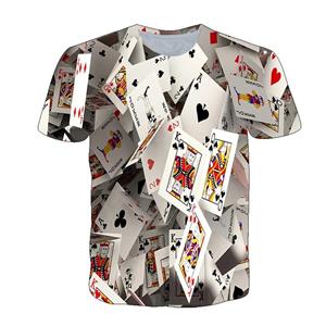 Huiteng Modieus en leuk pokerpatroon heren bedrukt T-shirt 3D bedrukt heren Street Casual losse O-hals korte mouw top S
