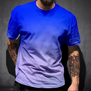 TENJINGE Trendy Zomergradiënt 3D-printen Tees Man Digitale print T-shirt met korte mouwen voor heren Plus maten S