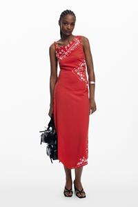 Desigual Asymmetrische jurk met bloemen bandana - RED