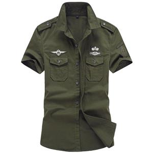 Jianchi.C Clothing Herenoverhemd 100% katoen Leger tactisch overhemd Katoen Casual militaire stijloverhemden Grote maat 6xl XXXL blauw