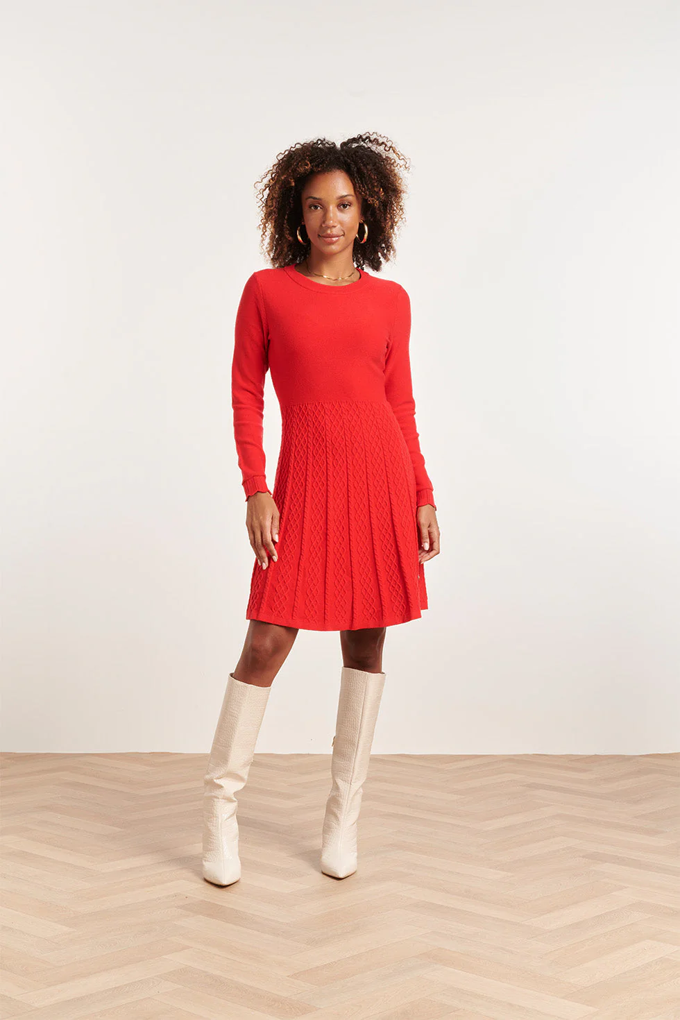 Smashed Lemon 23827 ronde hals jurk met uitlopende rok |