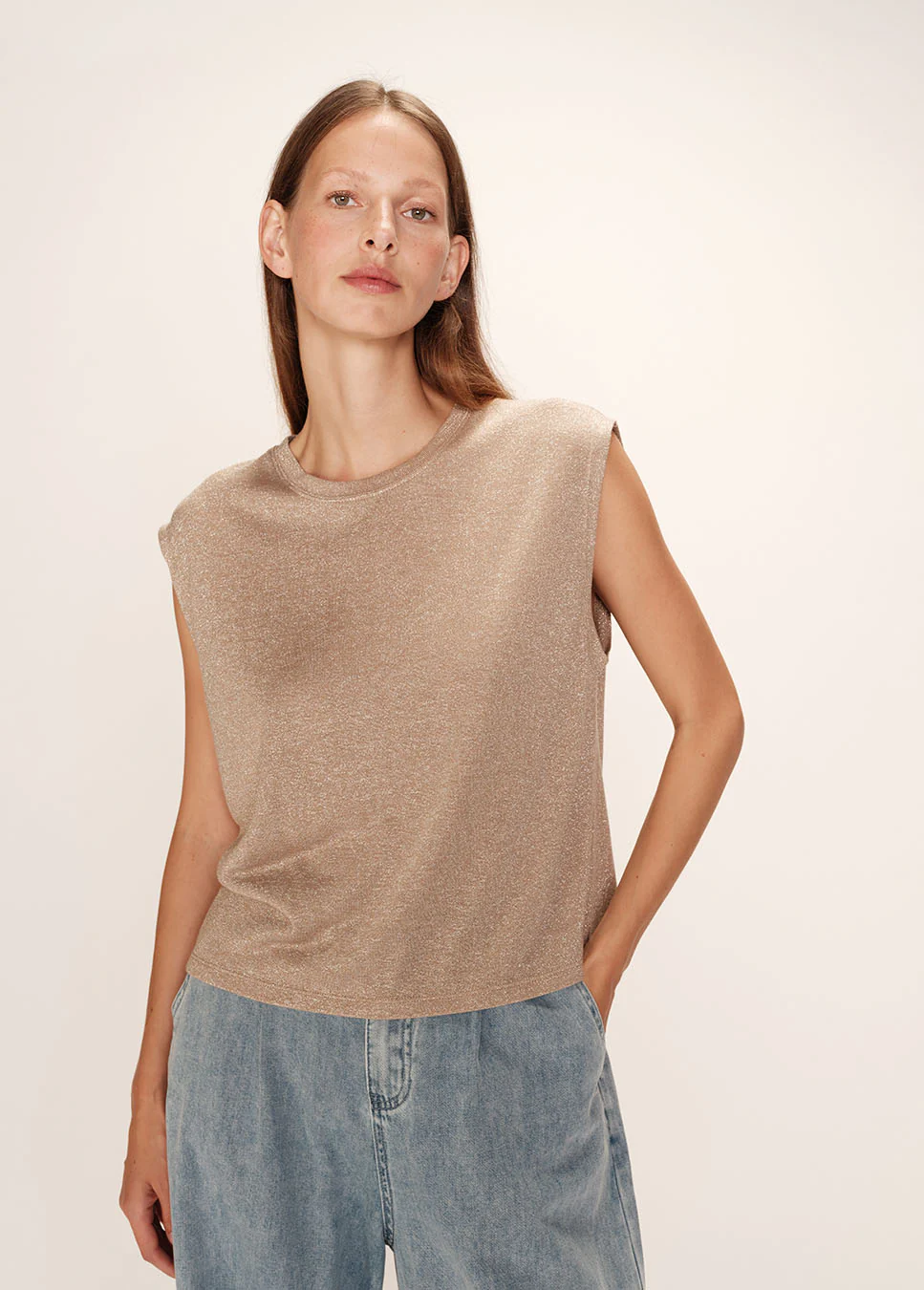 Grace & Mila Rimbaud top glitter taupe