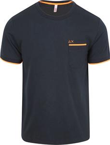 Sun68 Piqué T-Shirt Fluo Stripe Navy
