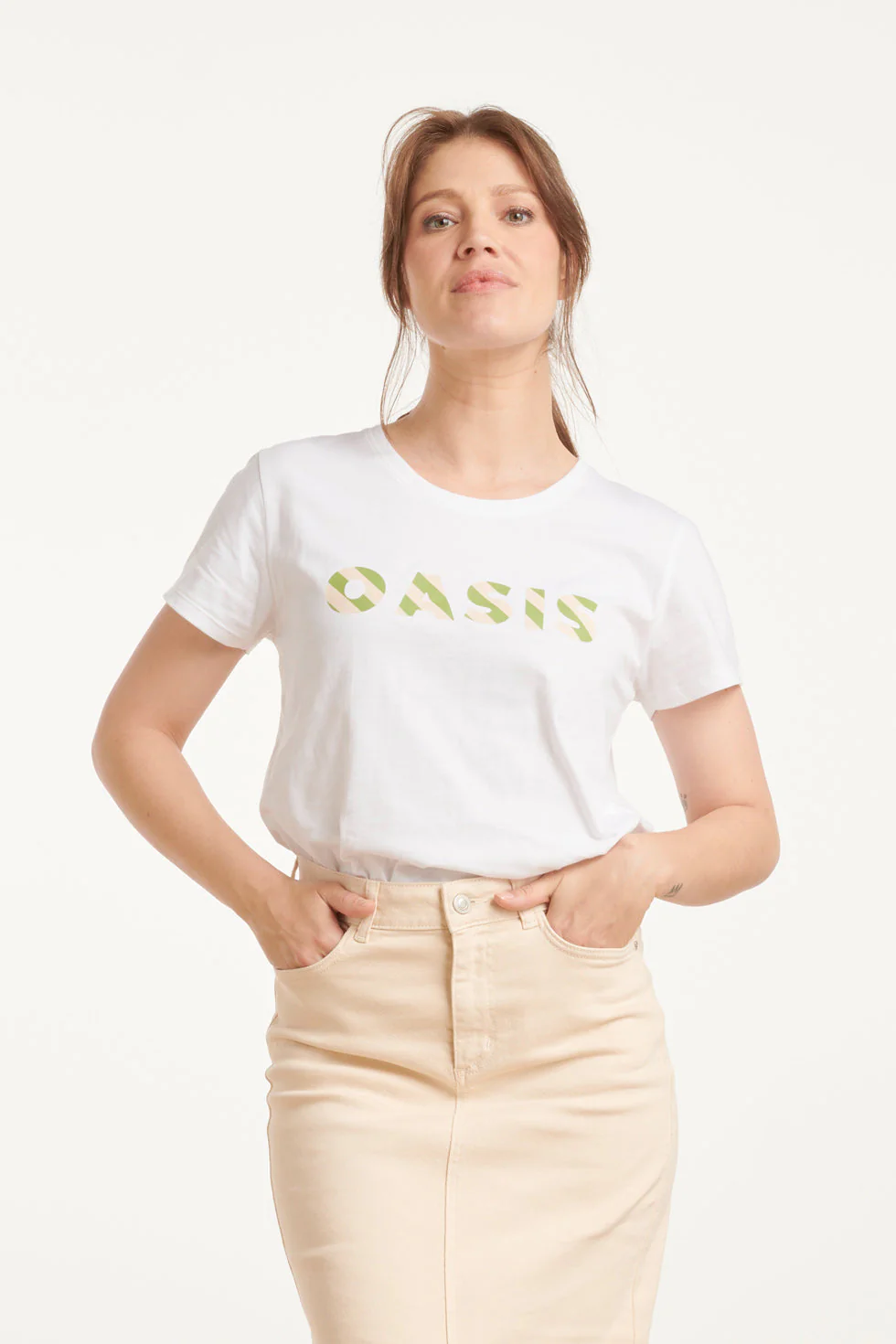 Smashed Lemon 25225 te katoenen t-shirt met oasis print |