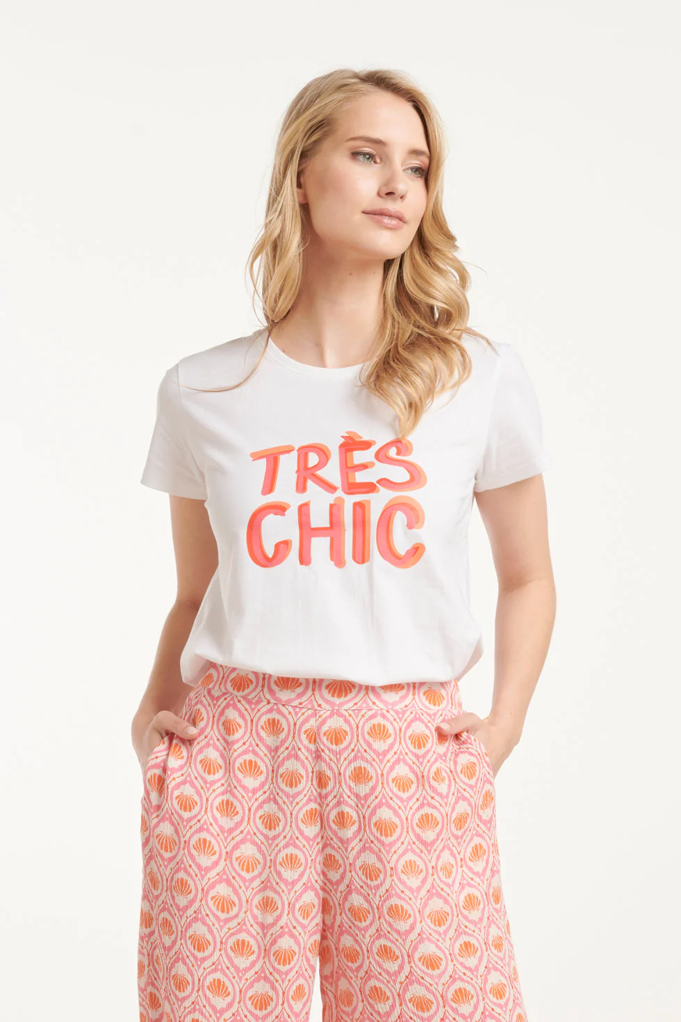 Smashed Lemon 25231 te katoenen t-shirt met tres chic opdrukperzik |