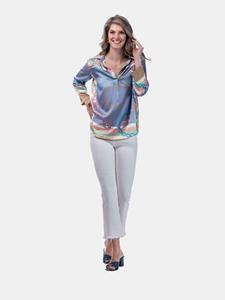 Mucho Gusto  blouse livorno ketting hart blauw elegantie