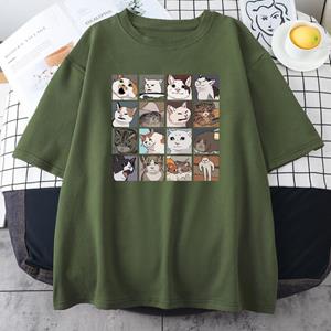 Huiteng2 Meme Katten Puzzel Creativiteit Bedrukte Heren T-shirts Strand Ademend Grappige Kleding Oversize Casual Katoenen Tops Mannen Korte Mouw S