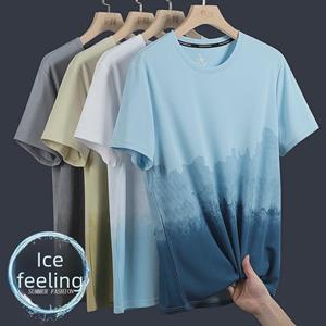 VantaGoods Heren Gradient Quick-Dry Ice Silk Mesh T-shirt, korte mouwen, ademend, zomertrend 2023. 4XL