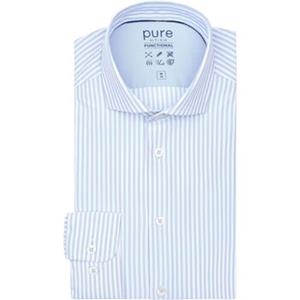Pure Overhemd Lange Mouw  The Functional Shirt Streep Blauw