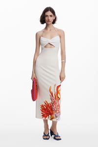 Desigual Cut-Out halslijn jurk met schelpen - WHITE