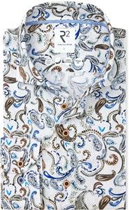 R2 Amsterdam R2 Linnenblend Overhemd Paisley Wit