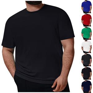 Ximalaya (Qunide) Plus size heren casual ronde hals effen kleur korte mouw T-shirt blouse tops XXL rood